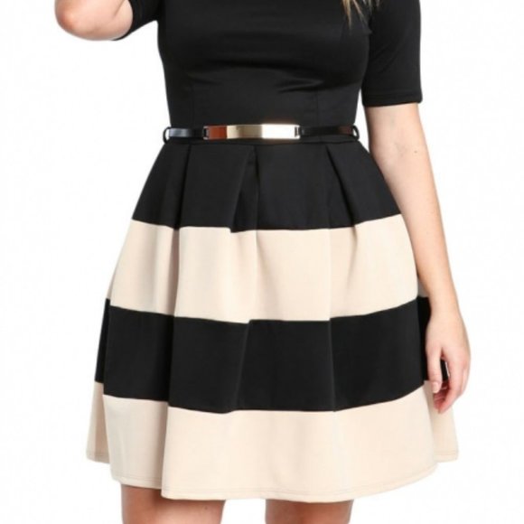 Plus Size 2X Dress Black and Cream - Picture 3 of 7